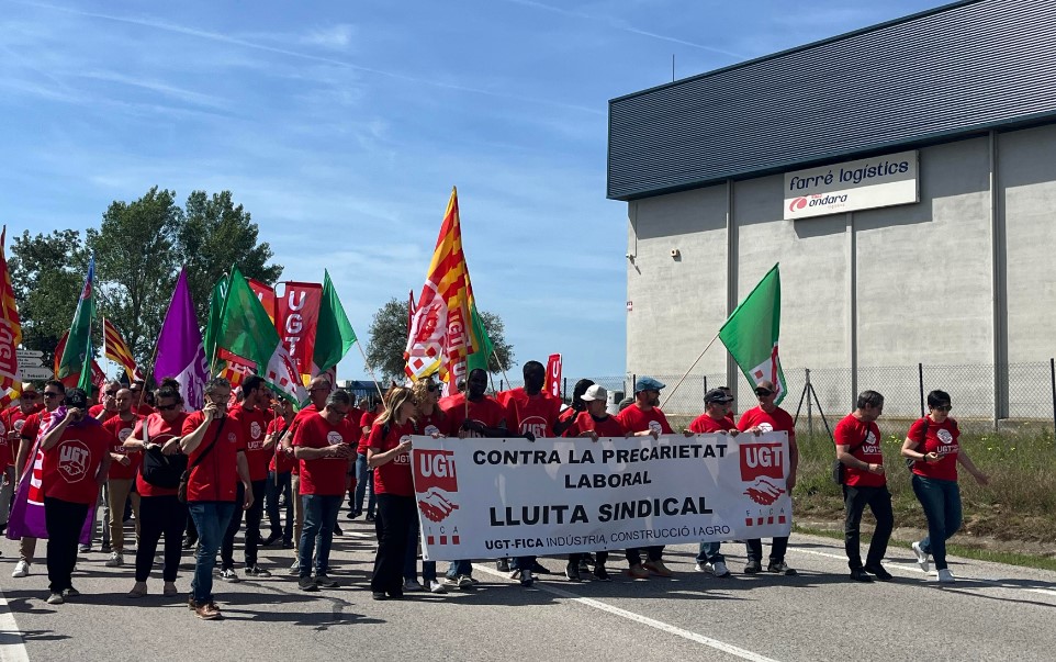 Manifestació a Farré Logístics de Caldes de Malavella per l'acomiadament d'un delegat sindical